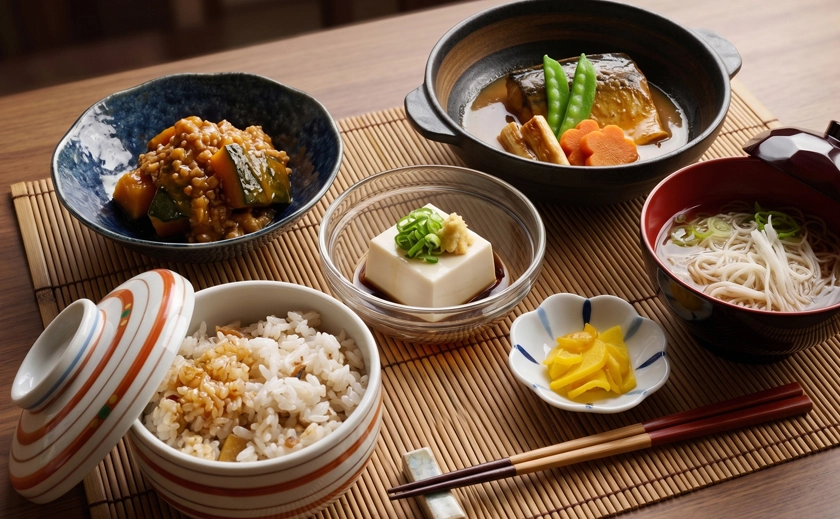 香り豊かな炊き込み御飯と、旬魚の煮付け定食