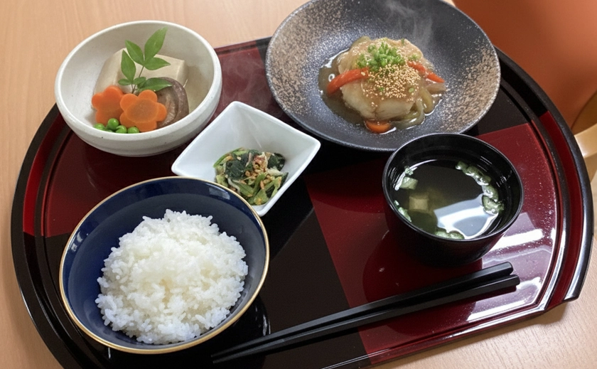 白身魚のふんわり揚げ出し、彩りあんかけ御膳