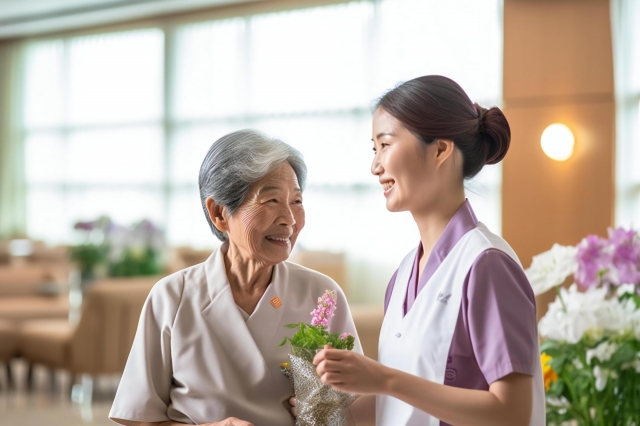 食事の準備をする介護スタッフ