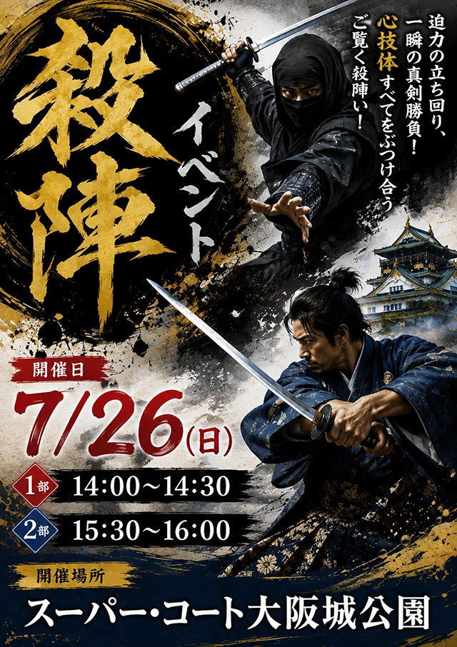 【スーパー・コート大阪城公園】7月26日（日）迫力満点の真剣勝負！「殺陣（たて）イベント」開催