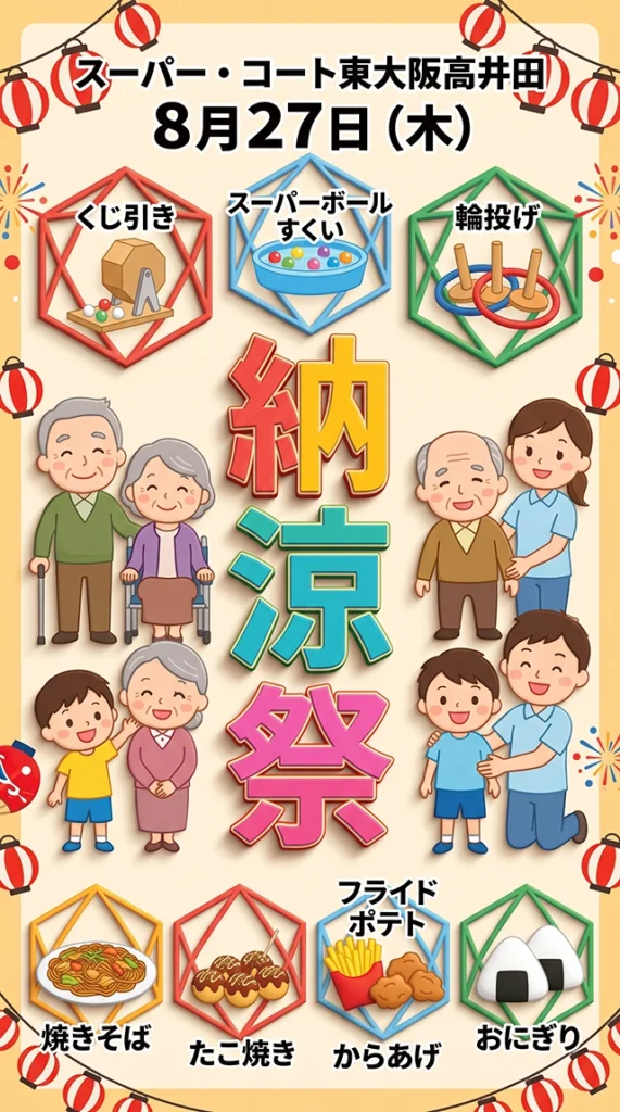 【スーパー・コート東大阪高井田】8月27日（木）「納涼祭」開催