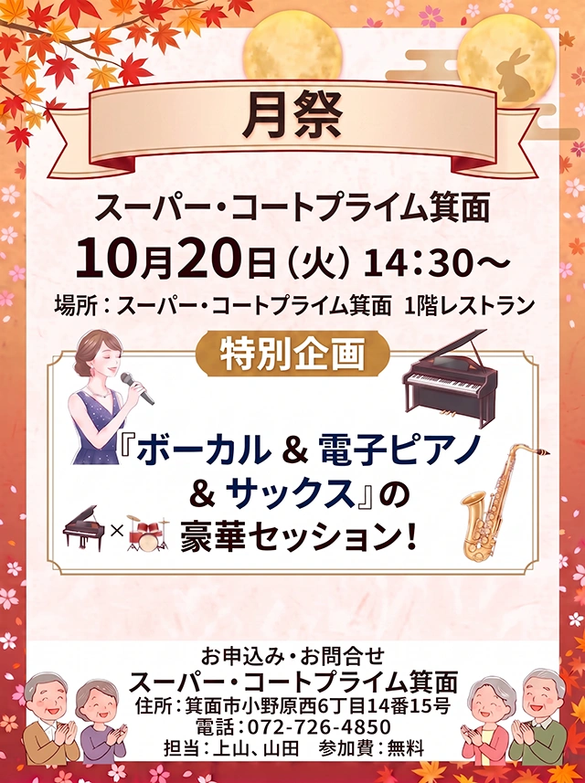 【スーパー・コートプライム箕面】特別企画「月祭コンサート」開催